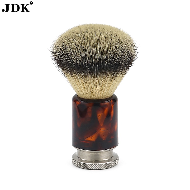 DM-R M Shaving Brush With Resin & Stainless Steel Handle and Synthetic Bristle