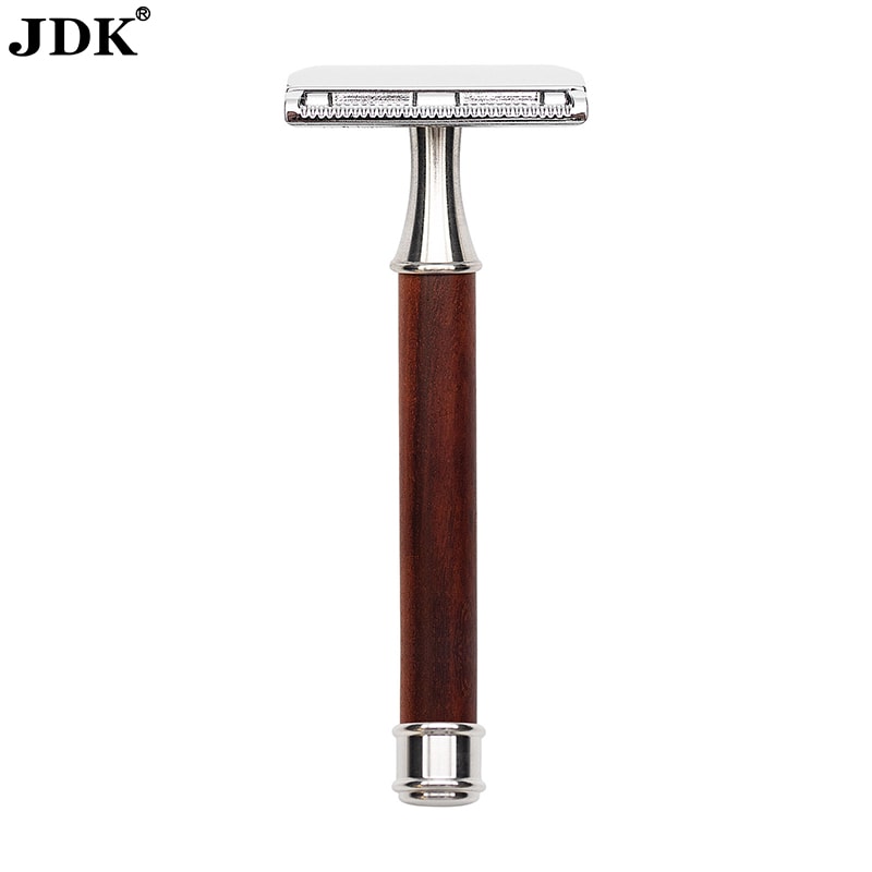 Stainless Steel & Red Sandalwood Handle DE Safety Razor RZX-SSRS