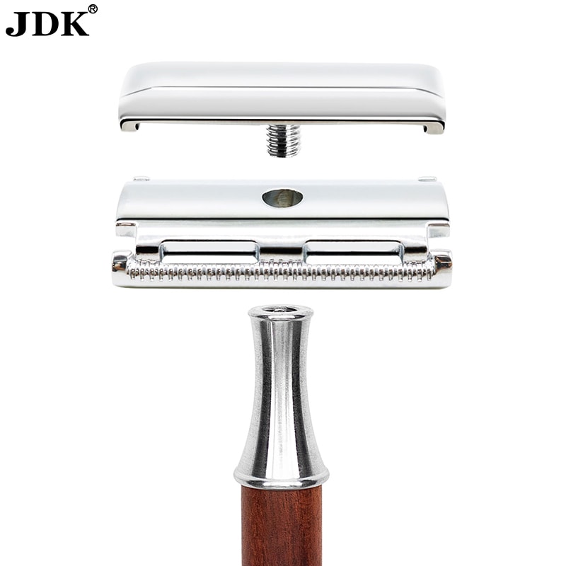 Stainless Steel & Red Sandalwood Handle DE Safety Razor RZX-SSRS