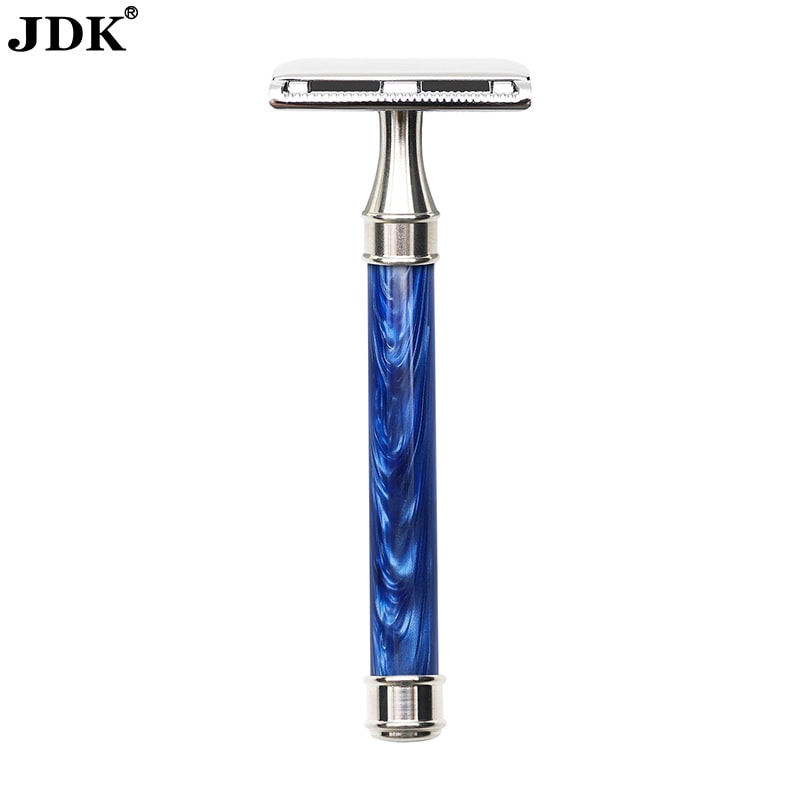 Maquinilla de afeitar de seguridad con mango azul océano de acero inoxidable y resina RZX-SSR